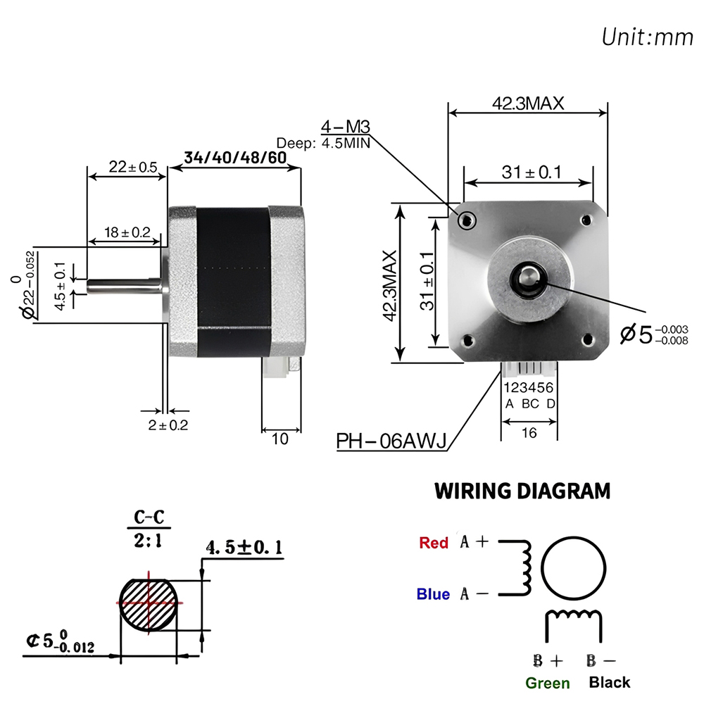 Motor paso a paso Nema 17 de 4 - Stepper Motor Nema17 reseña y precio